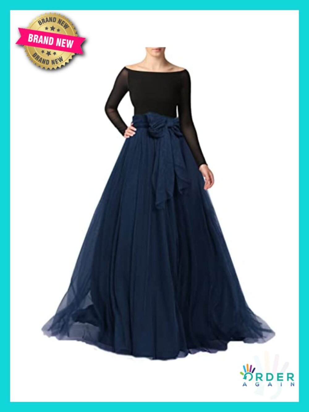 Women Tulle Maxi Skirt Floor Length Bowknot High Waist A-Line Wedding Tutu
